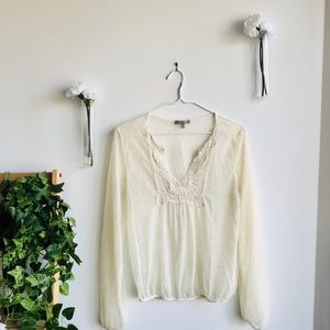 Charlotte Russe | Sheer Lace Long-Sleeve Top